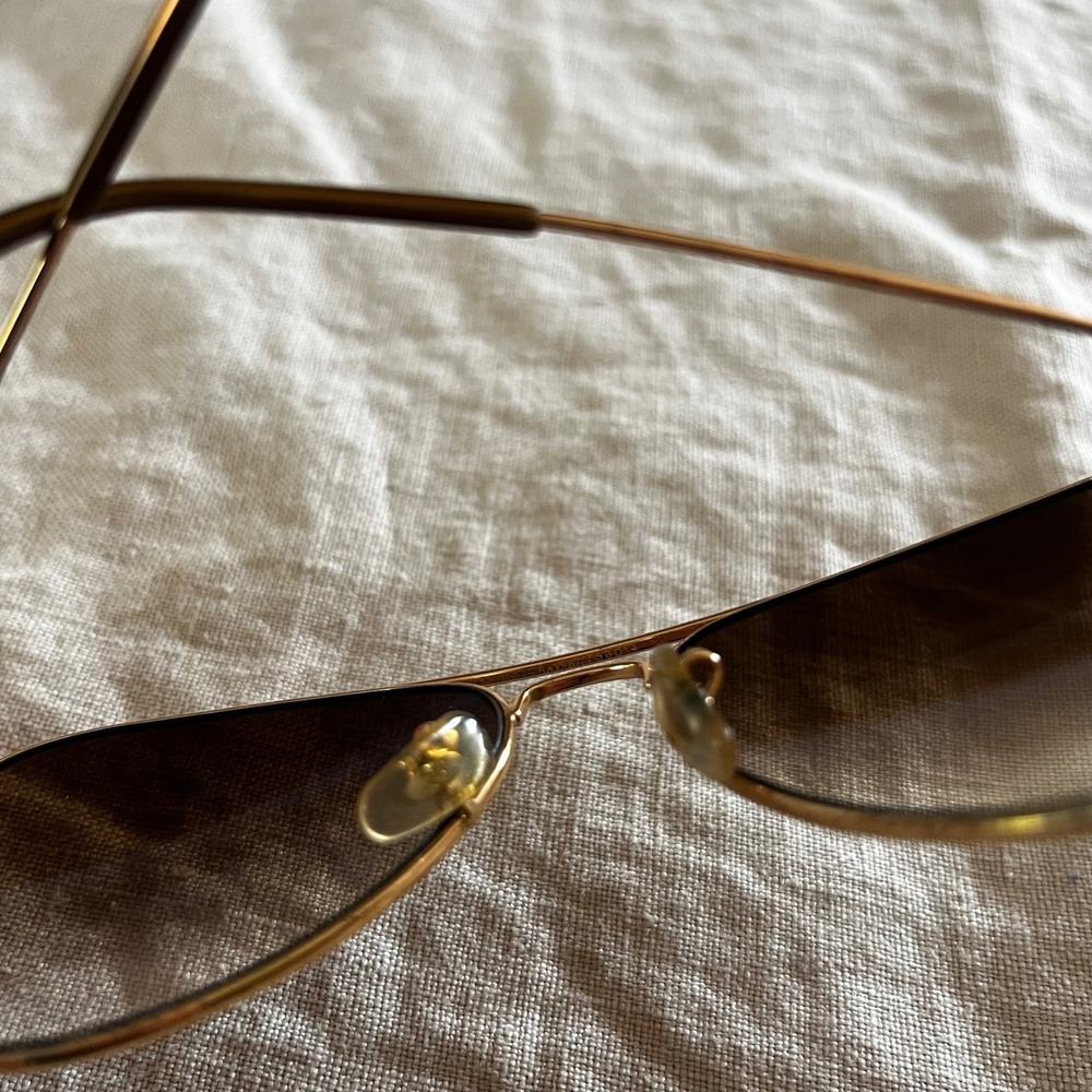 Authentic Ray-Ban Aviator Sun Glasses Brown Tint Gold Frame - Picture 10 of 15